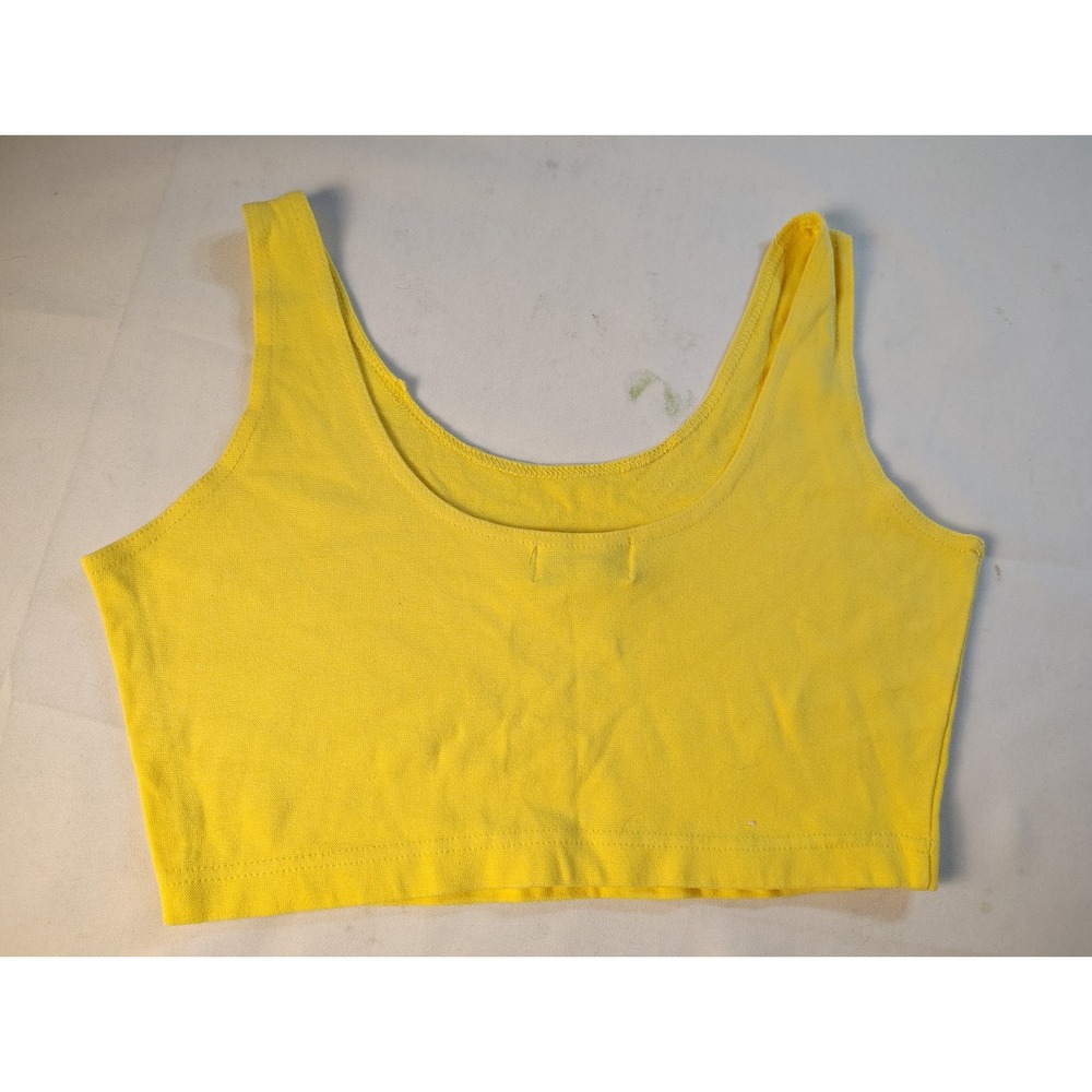Betty Blue Womens‎ Yellow Cotton Spandex Cropped Scoop Neck Tank Top Size Large